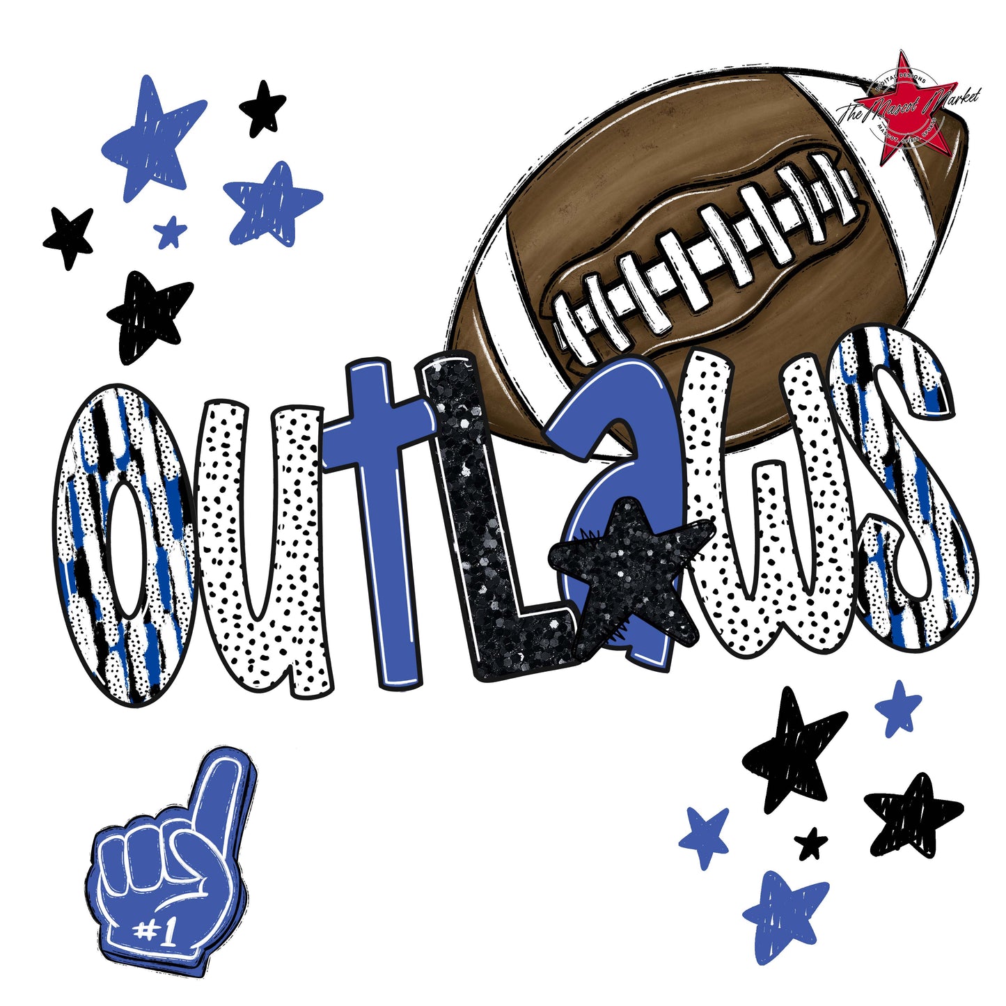 Outlaws Football Scrape-Off Blue