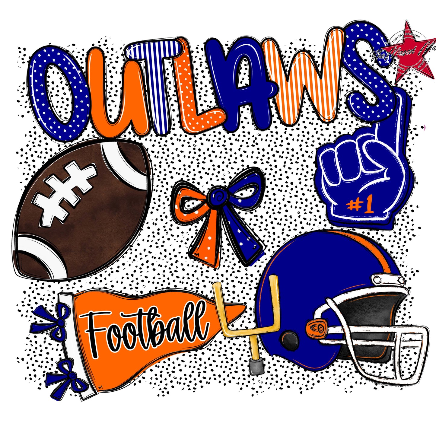 Outlaws Football Spirit-Blue & Orange