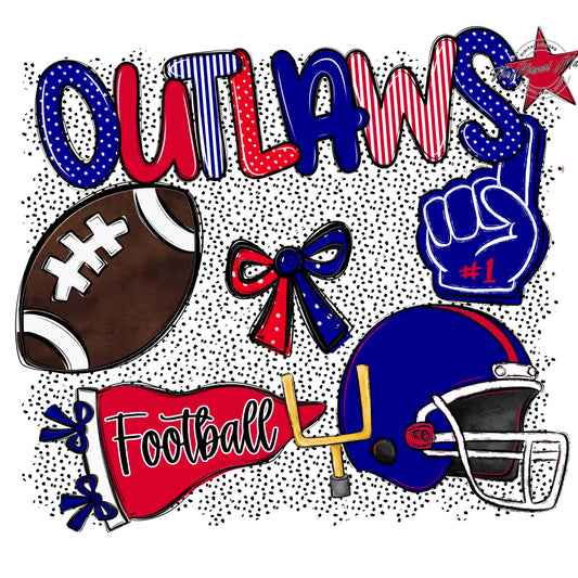 Outlaws Football Spirit-Blue & Red
