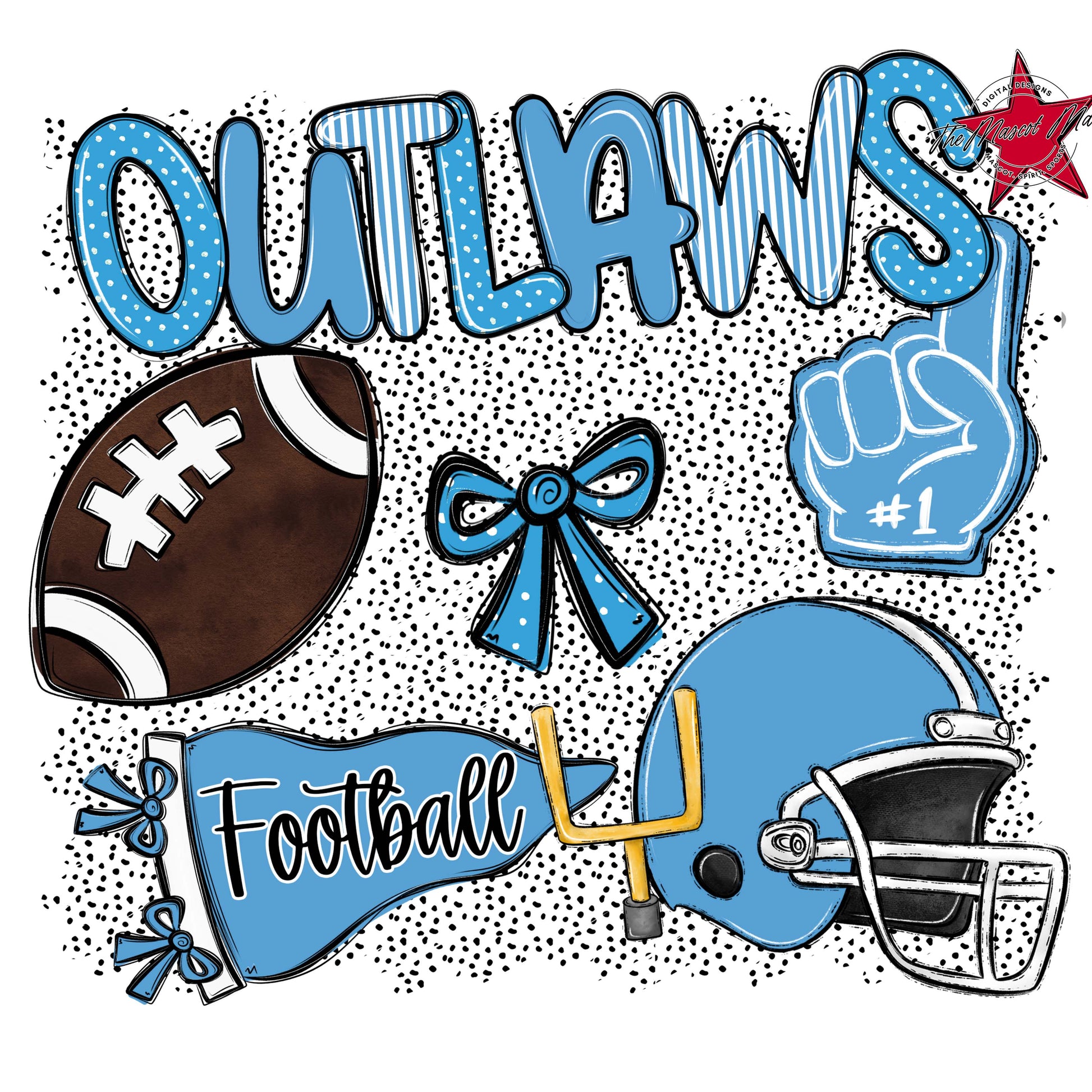 Outlaws Football Spirit-Carolina Blue