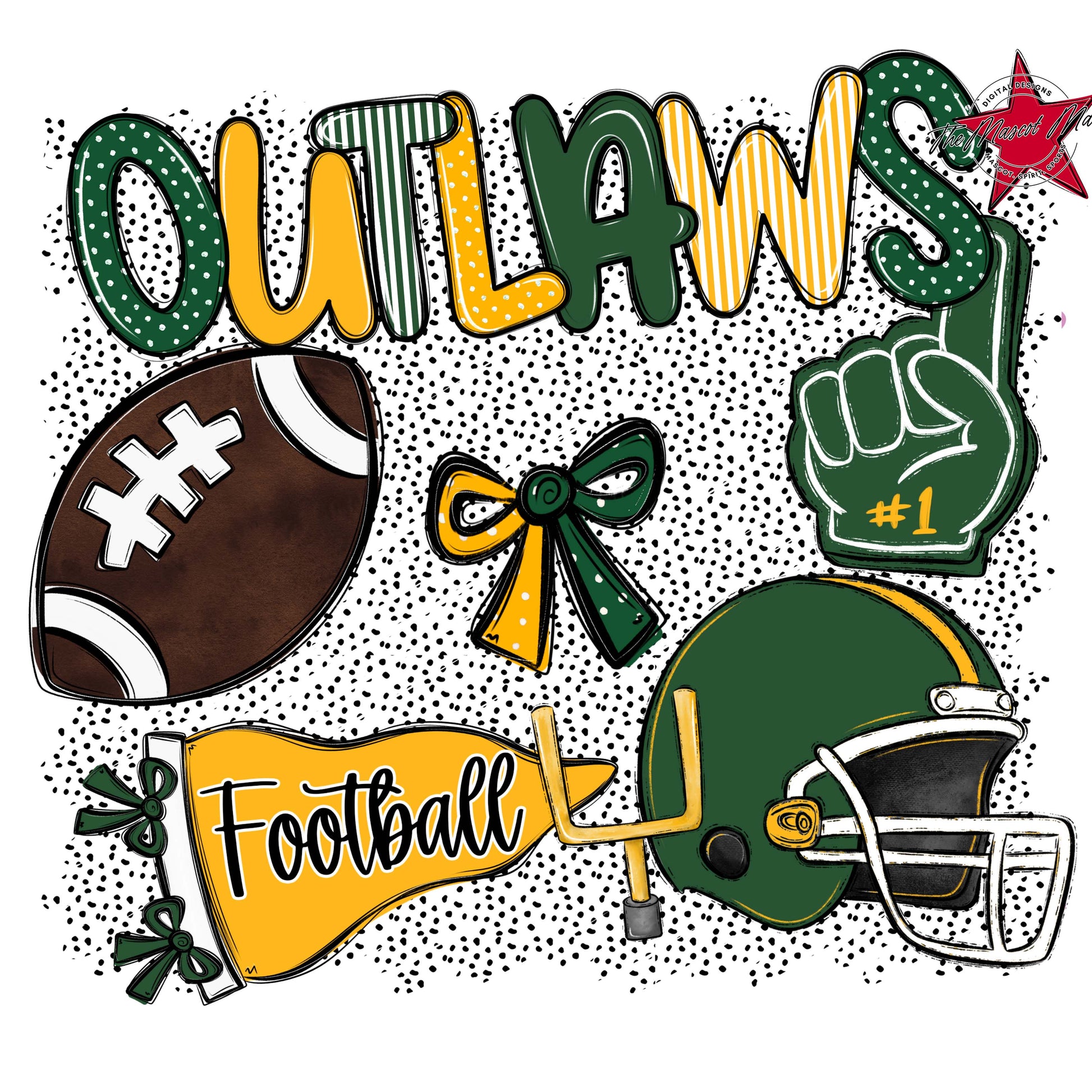 Outlaws Football Spirit-Green & Yellow