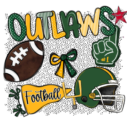 Outlaws Football Spirit-Green & Yellow