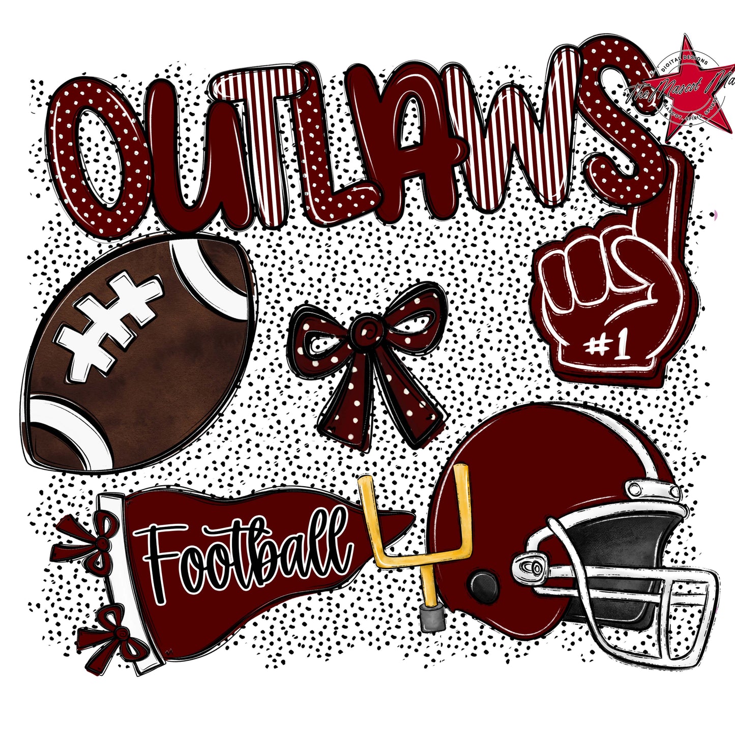 Outlaws Football Spirit-Maroon