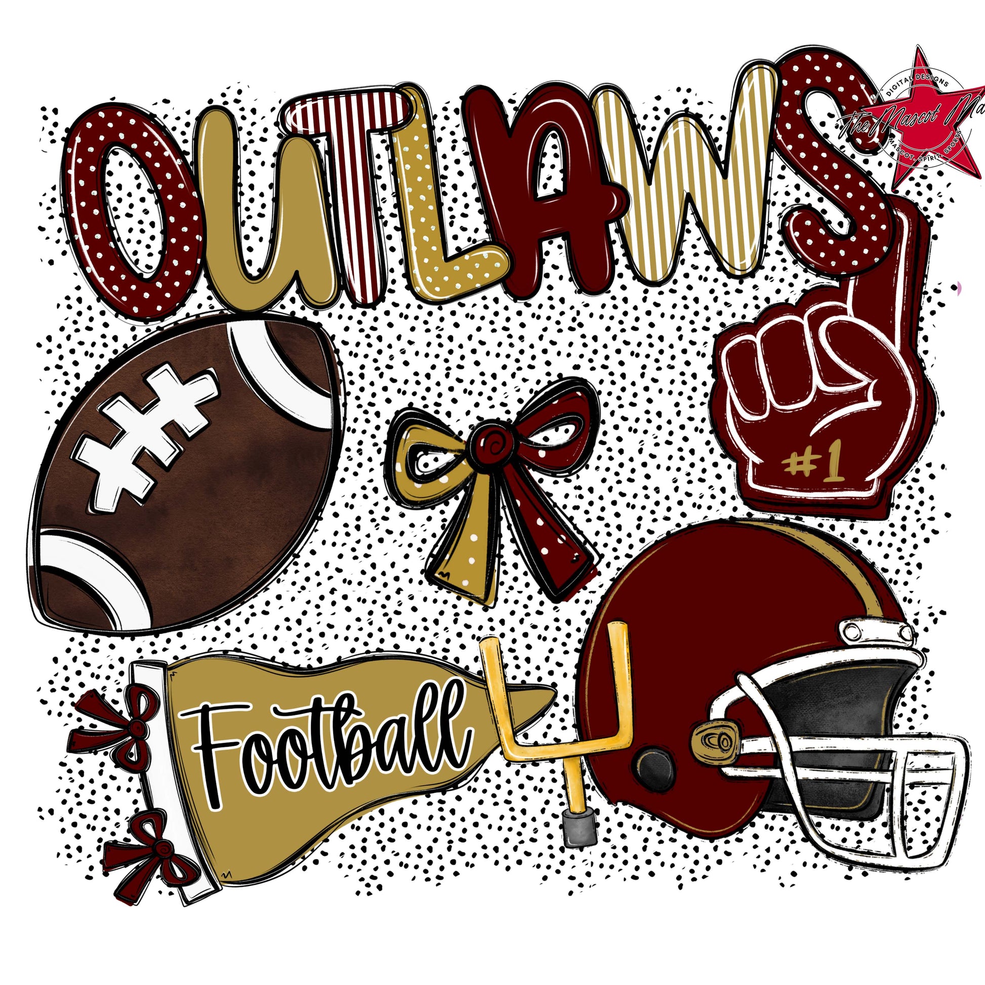 Outlaws Football Spirit-Maroon & Gold