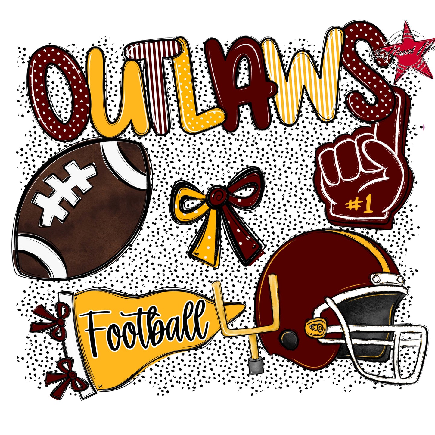 Outlaws Football Spirit-Maroon & Yellow