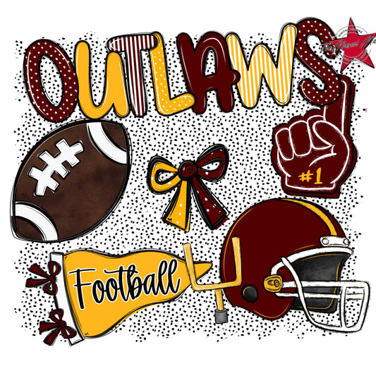 Outlaws Football Spirit-Maroon & Yellow