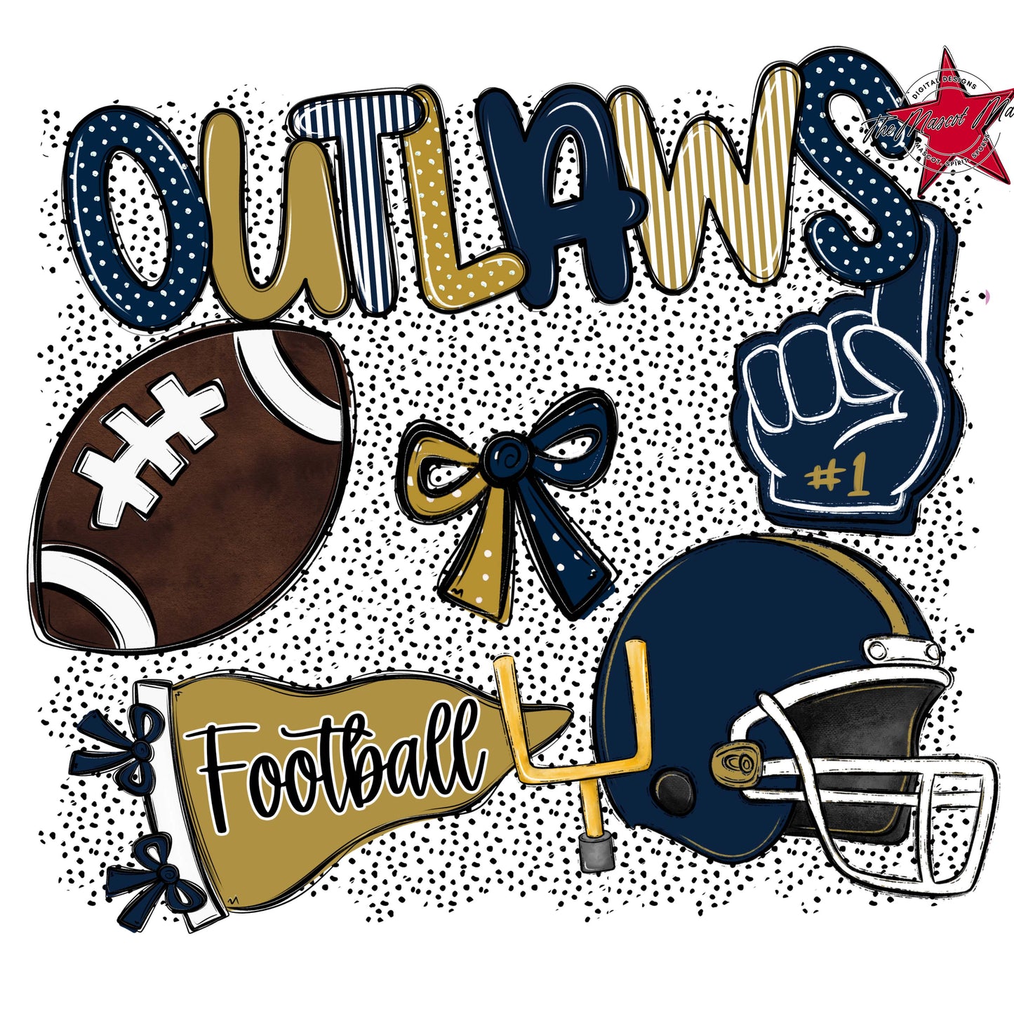 Outlaws Football Spirit-Navy & Gold