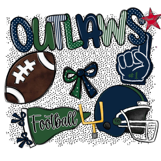 Outlaws Football Spirit-Navy & Green