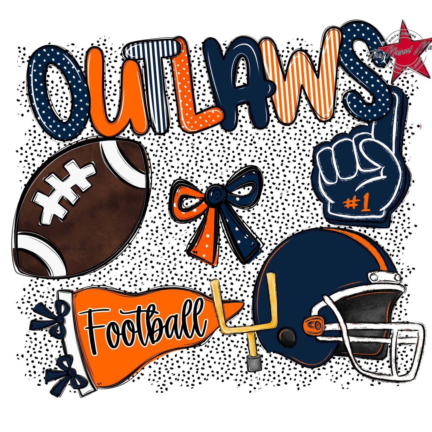Outlaws Football Spirit-Navy & Orange