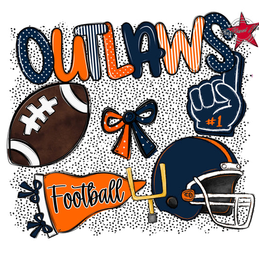 Outlaws Football Spirit-Navy & Orange