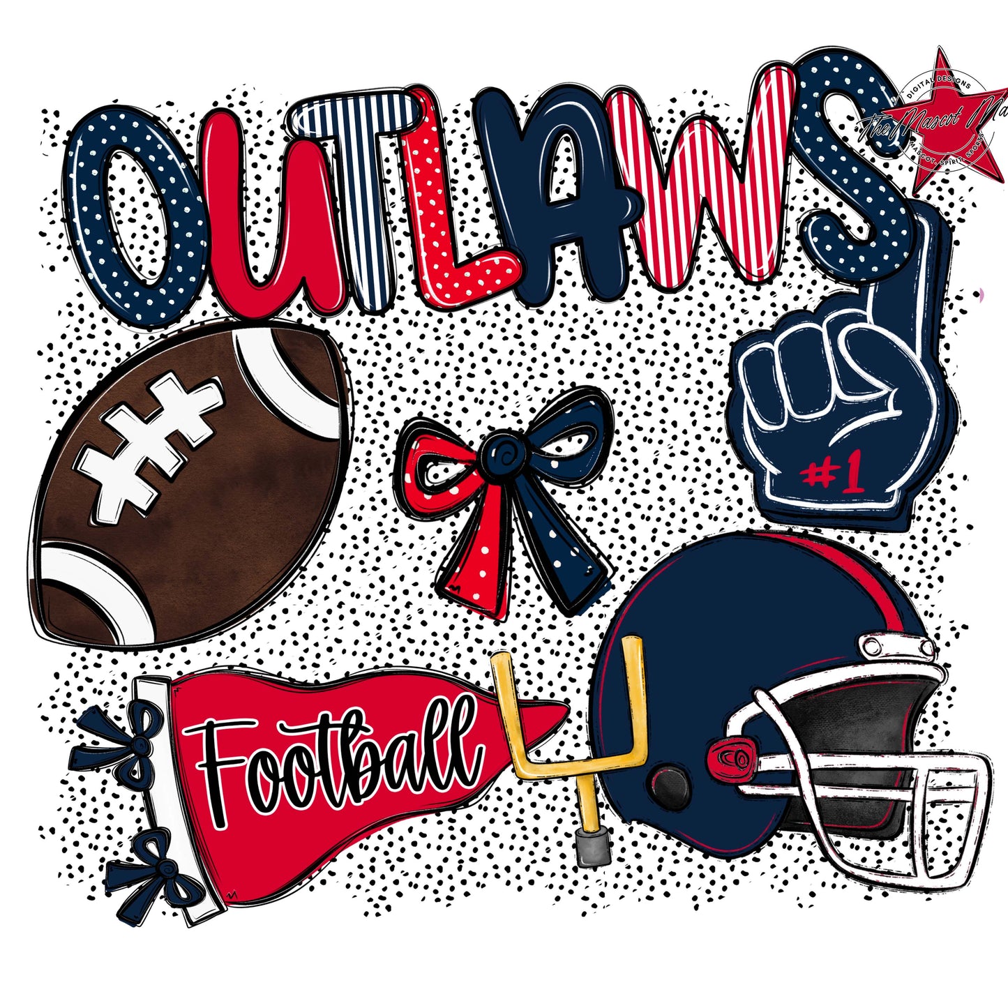 Outlaws Football Spirit-Navy & Red