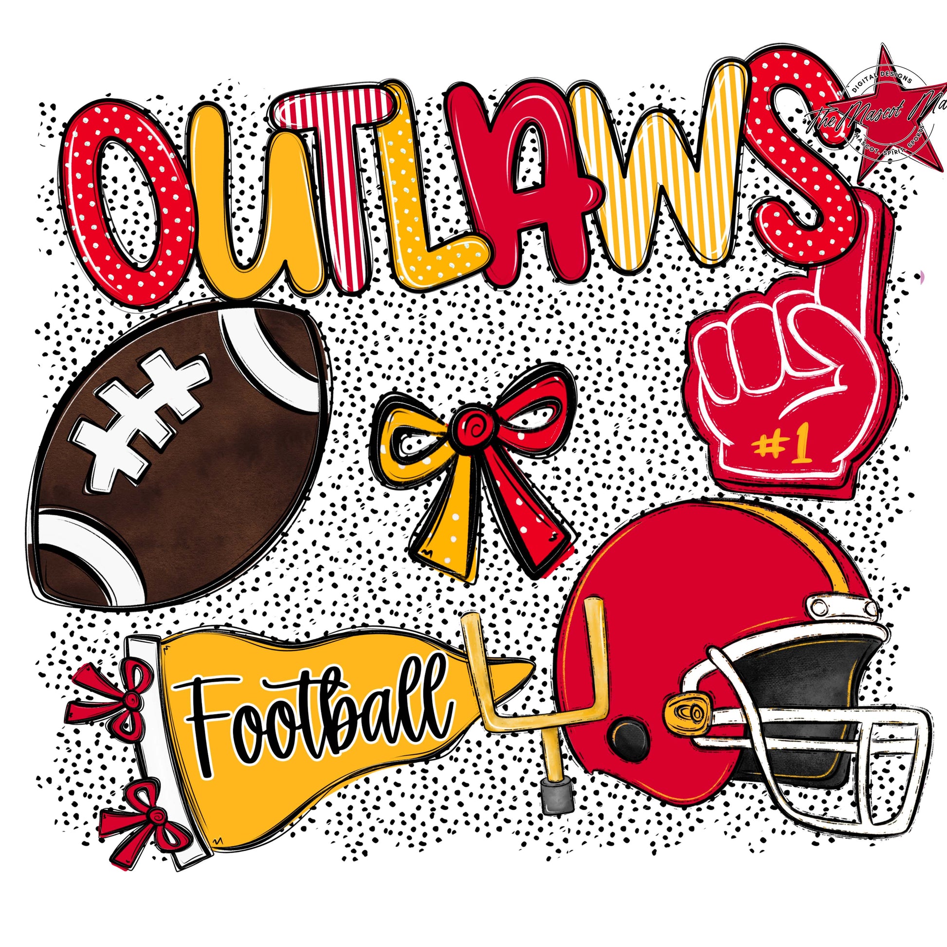 Outlaws Football Spirit-Red & Yellow