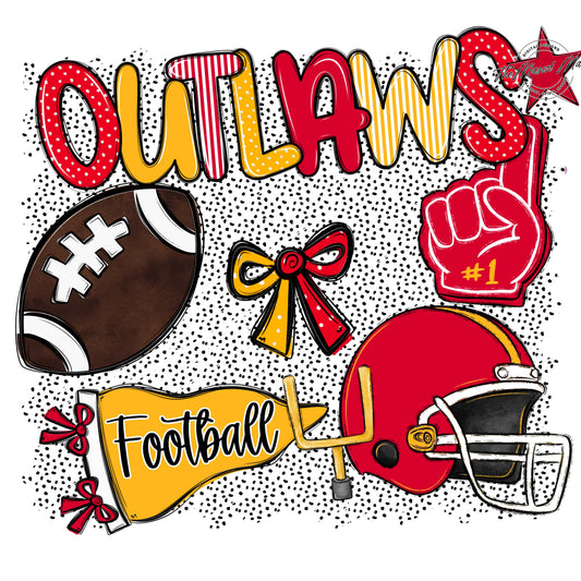 Outlaws Football Spirit-Red & Yellow