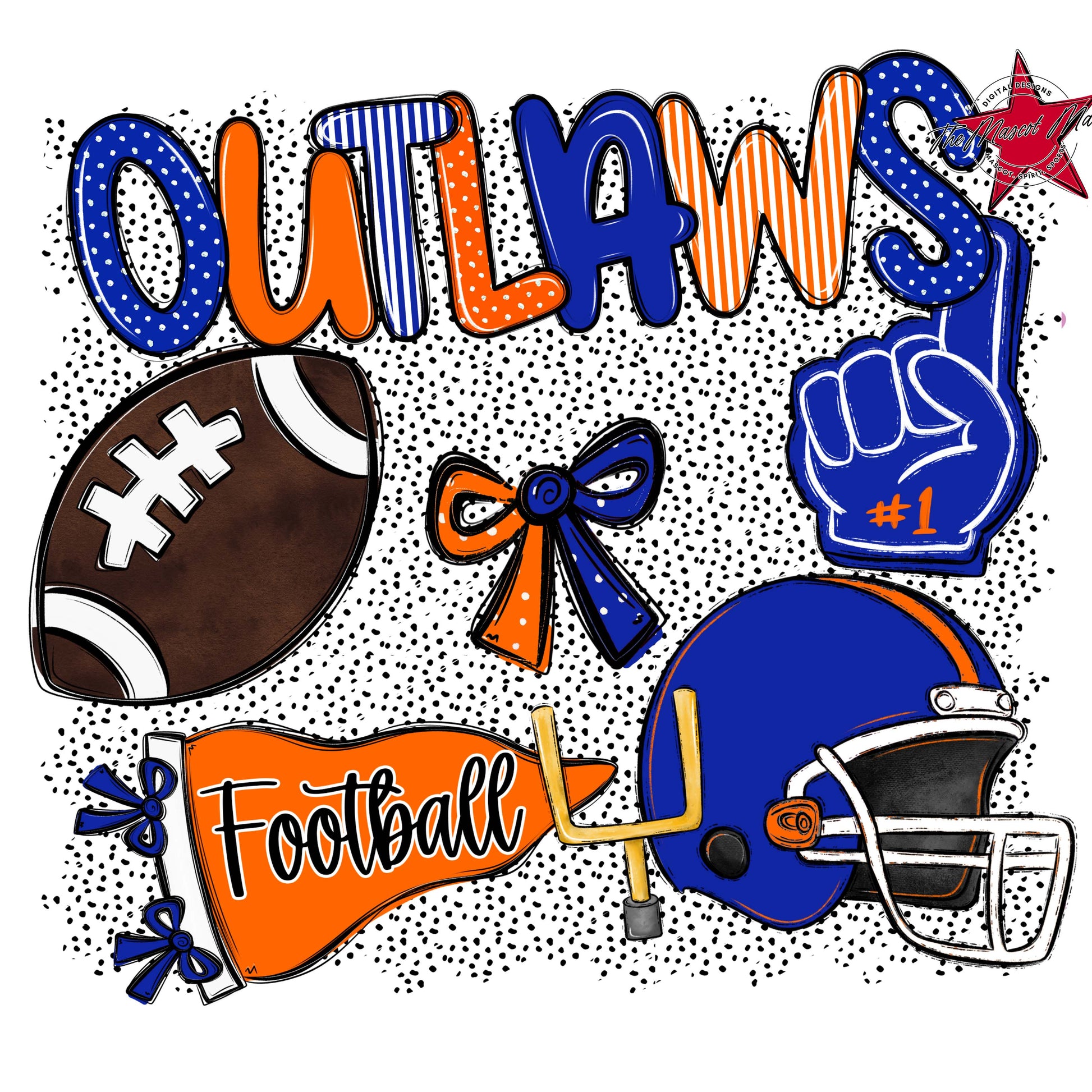 Outlaws Football Spirit-Royal Blue & Orange