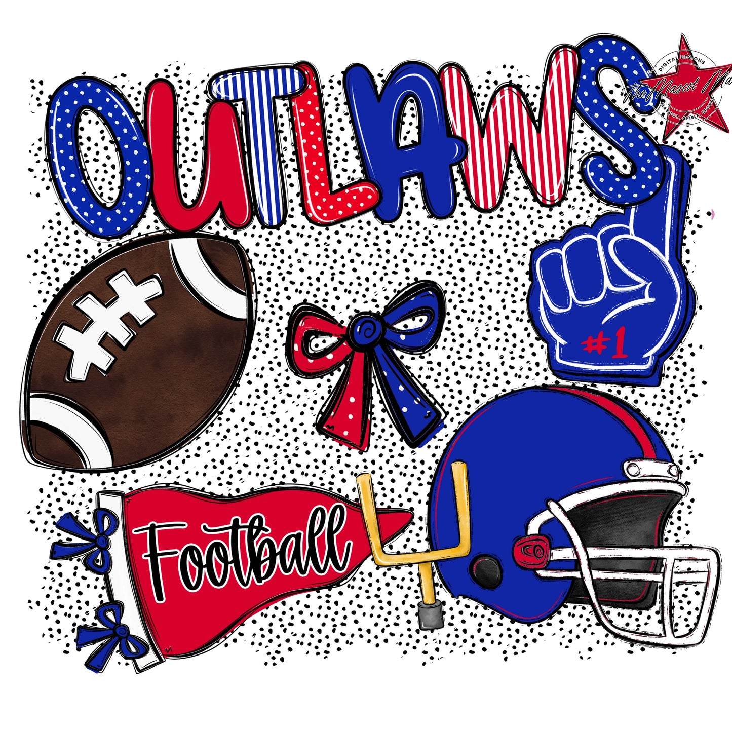 Outlaws Football Spirit-Royal Blue & Red
