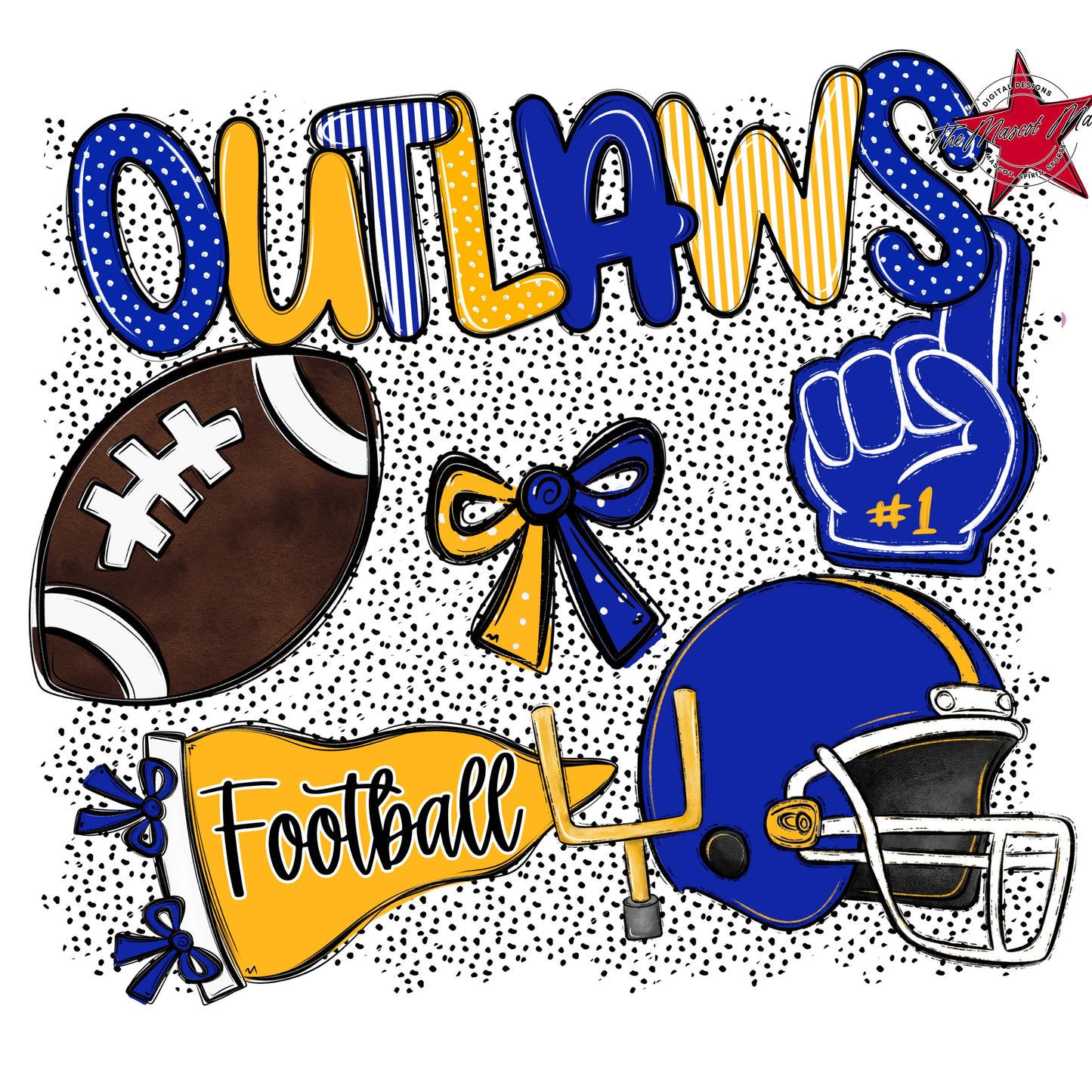 Outlaws Football Spirit-Royal Blue & Yellow