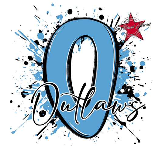 Outlaws Mascot Splatter-Carolina Blue