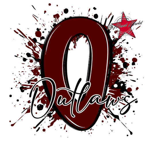 Outlaws Mascot Splatter-Maroon
