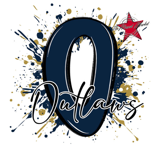 Outlaws Mascot Splatter-Navy & Gold