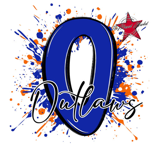 Outlaws Mascot Splatter-Royal Blue & Orange