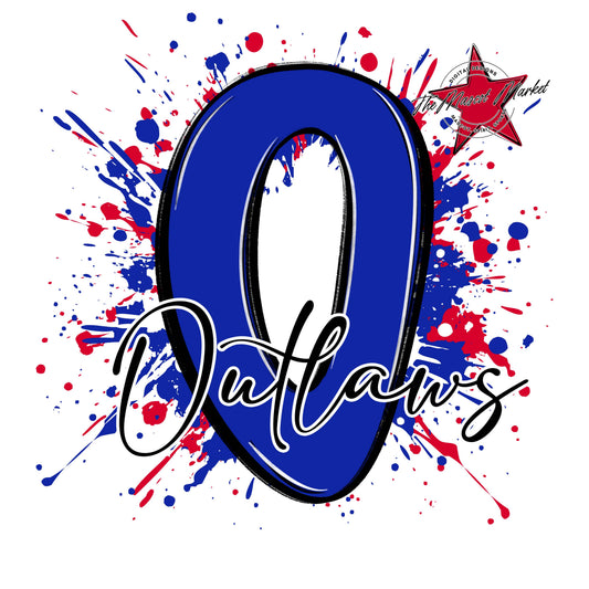 Outlaws Mascot Splatter-Royal Blue & Red