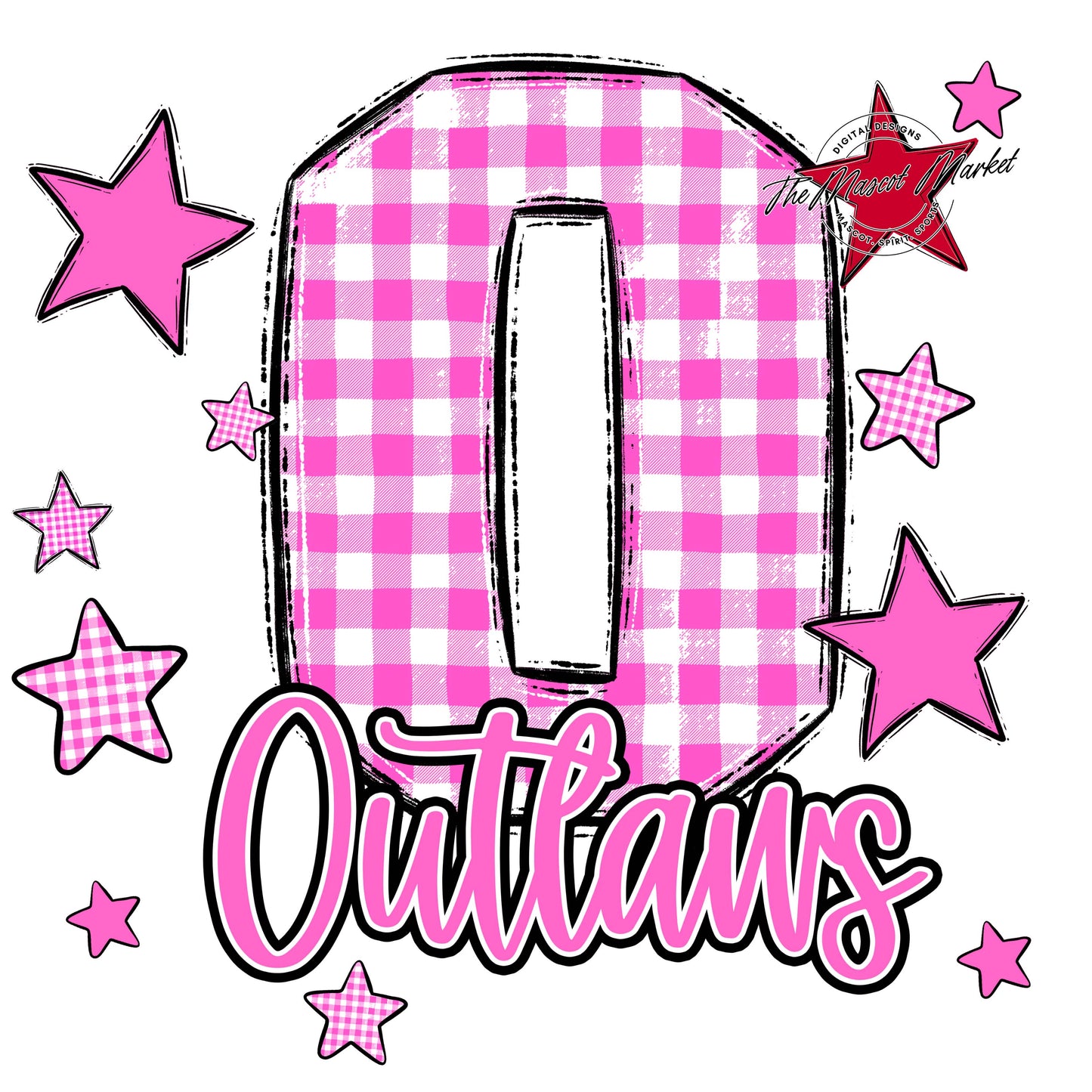 Outlaws Plaid Star Design-Baby Pink