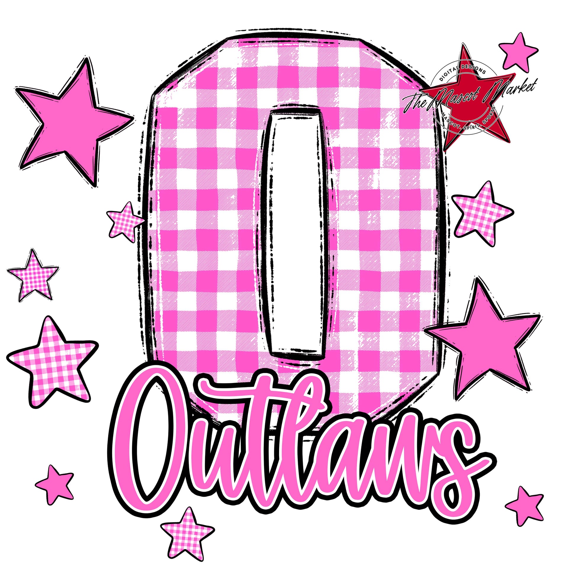 Outlaws Plaid Star Design-Baby Pink