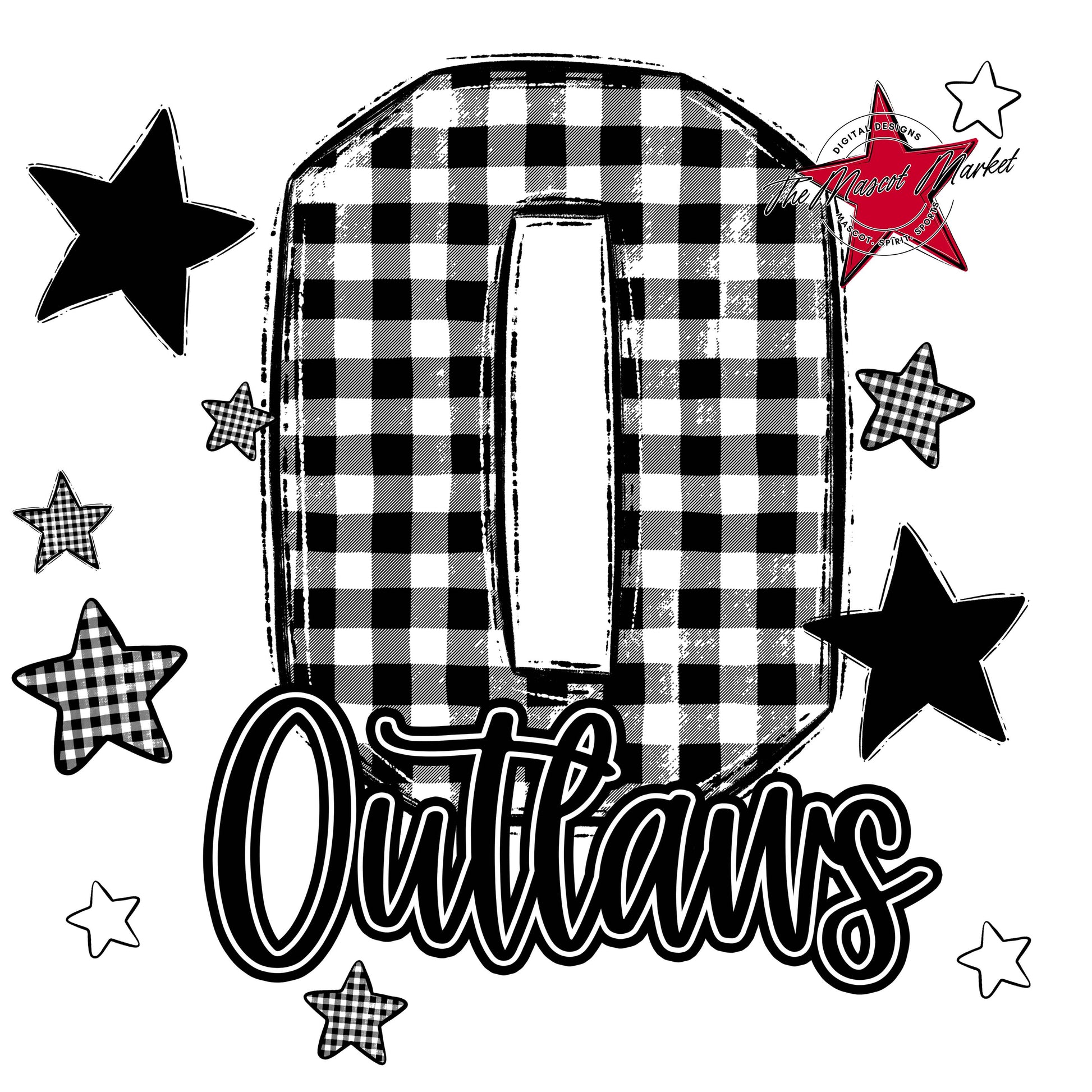 Outlaws Plaid Star Design-Black