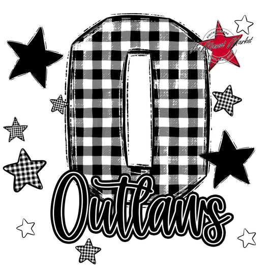Outlaws Plaid Star Design-Black