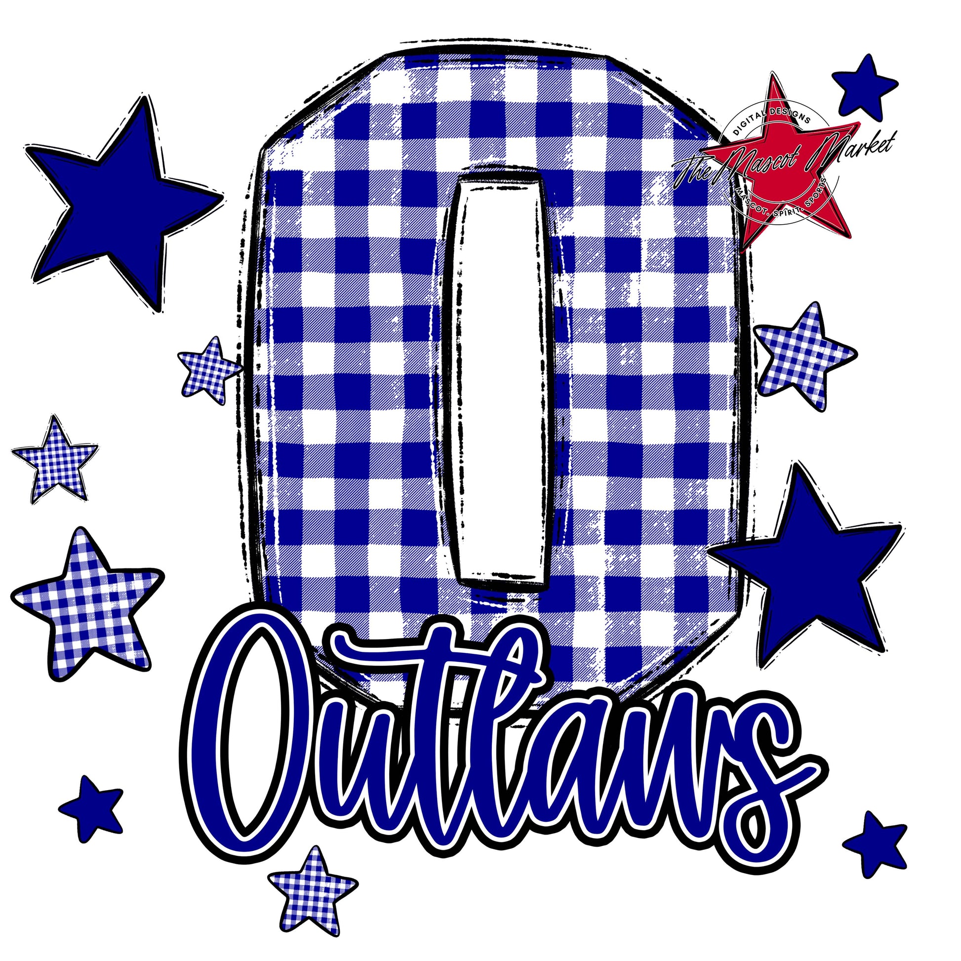 Outlaws Plaid Star Design-Blue