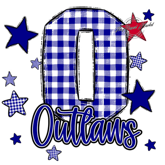 Outlaws Plaid Star Design-Blue