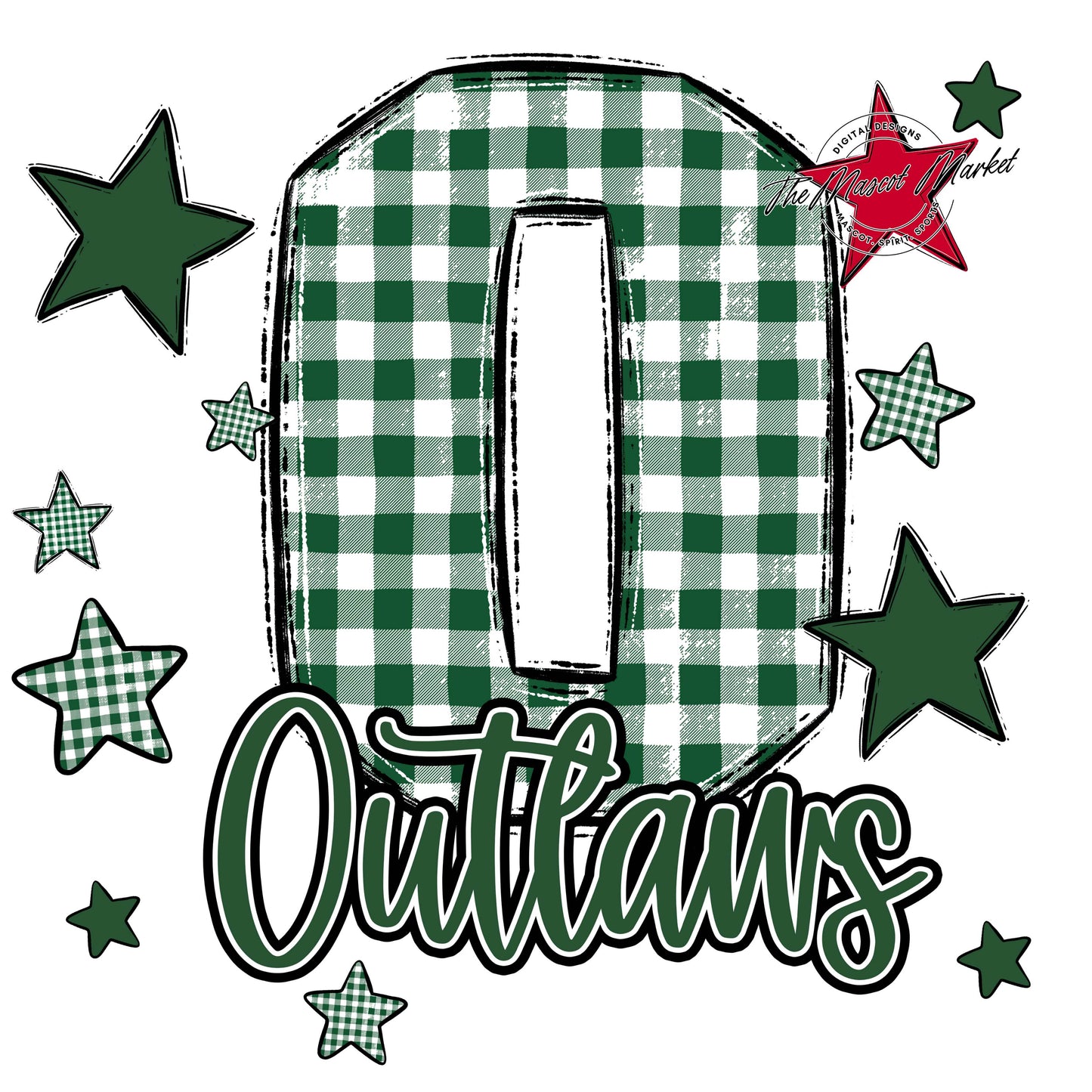 Outlaws Plaid Star Design-Green
