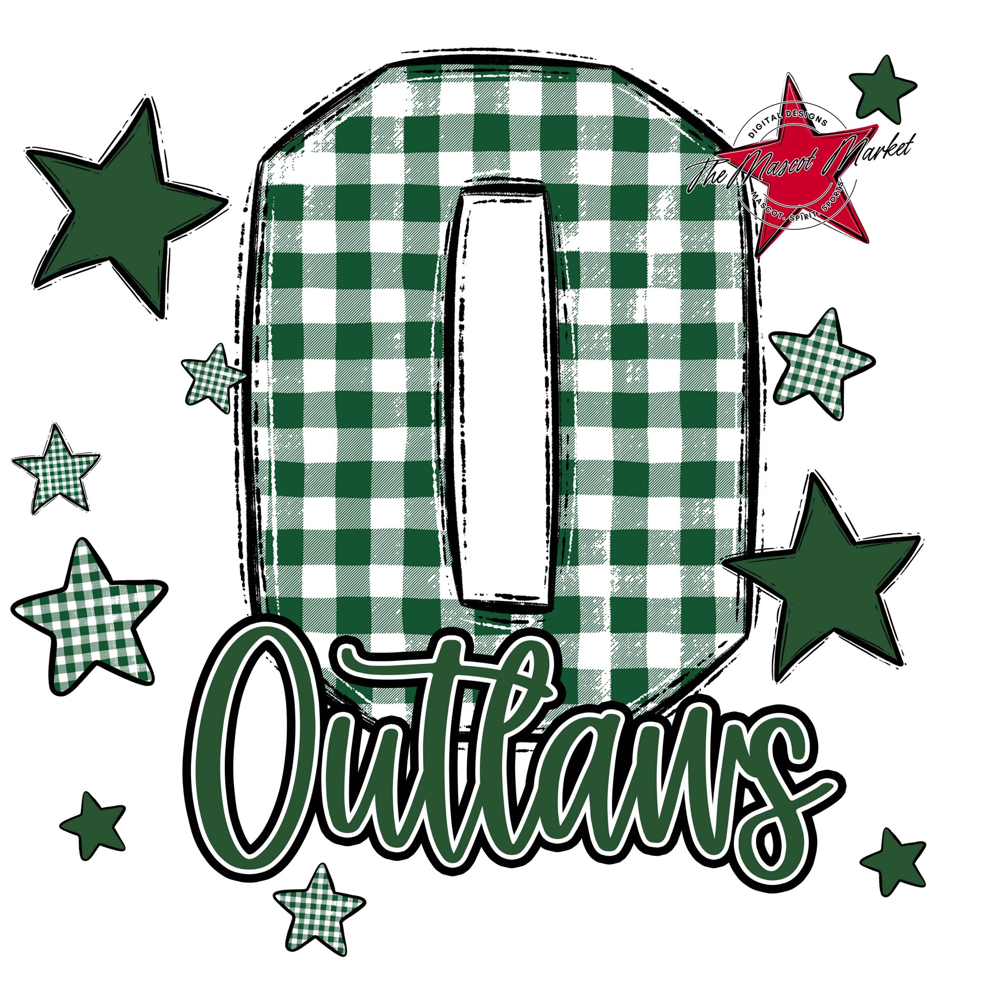Outlaws Plaid Star Design-Green