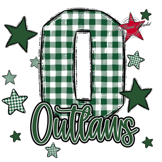 Outlaws Plaid Star Design-Green