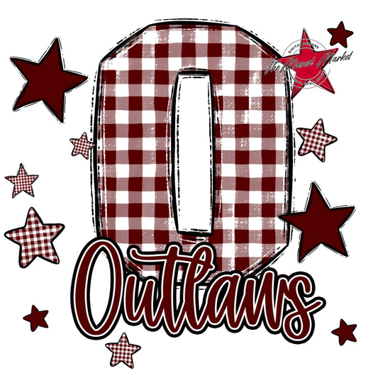 Outlaws Plaid Star Design-Maroon