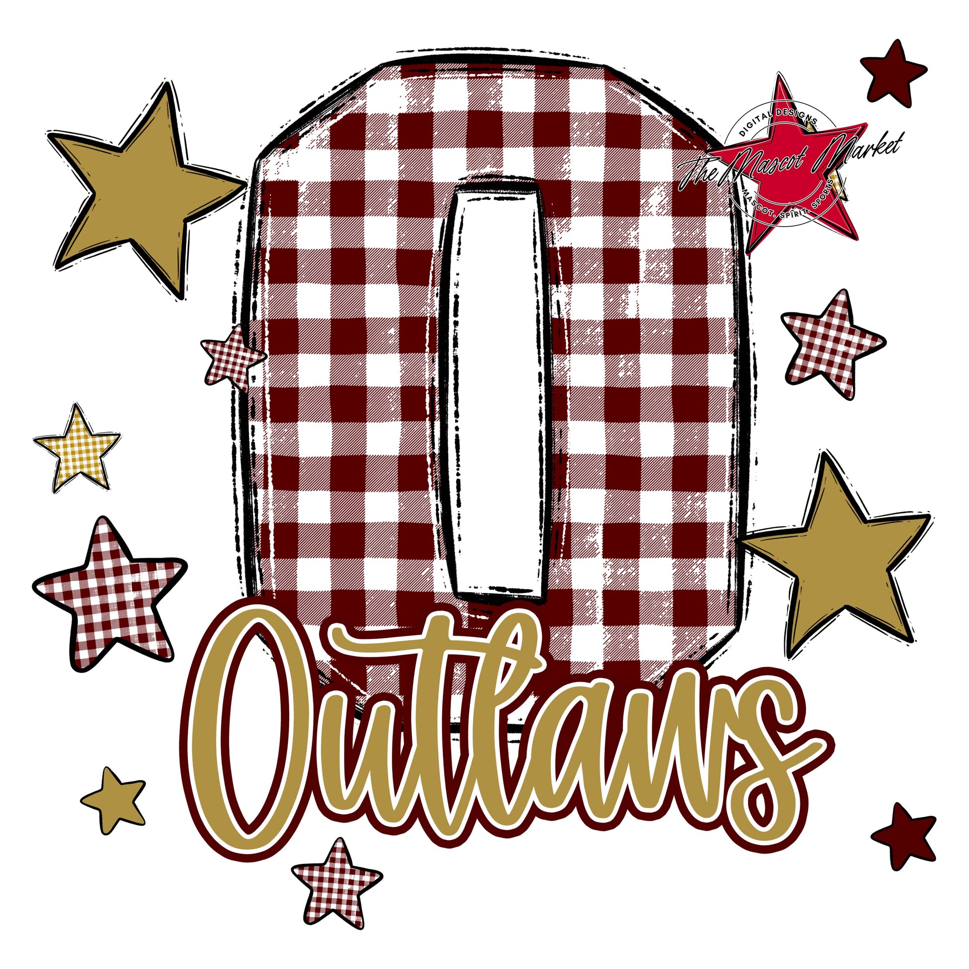 Outlaws Plaid Star Design-Maroon & Gold