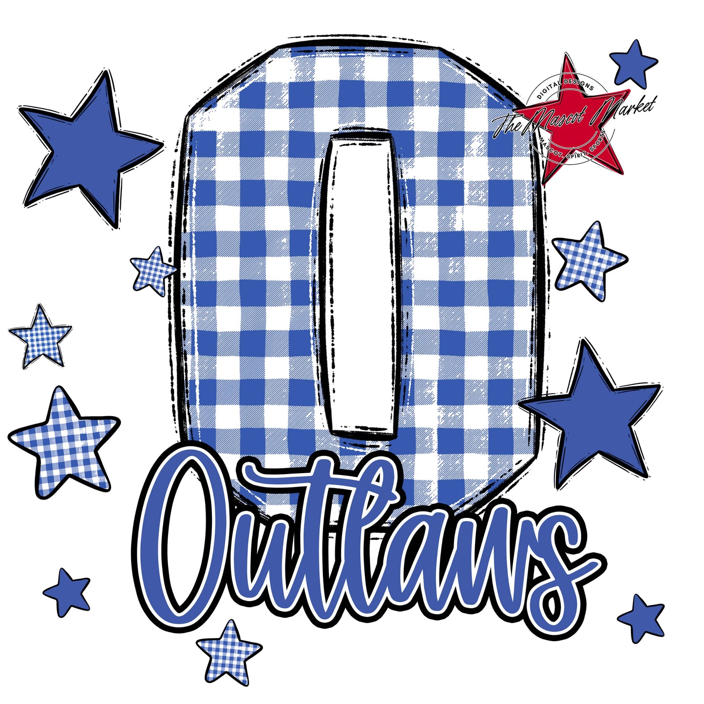 Outlaws Plaid Star Design-Off Blue