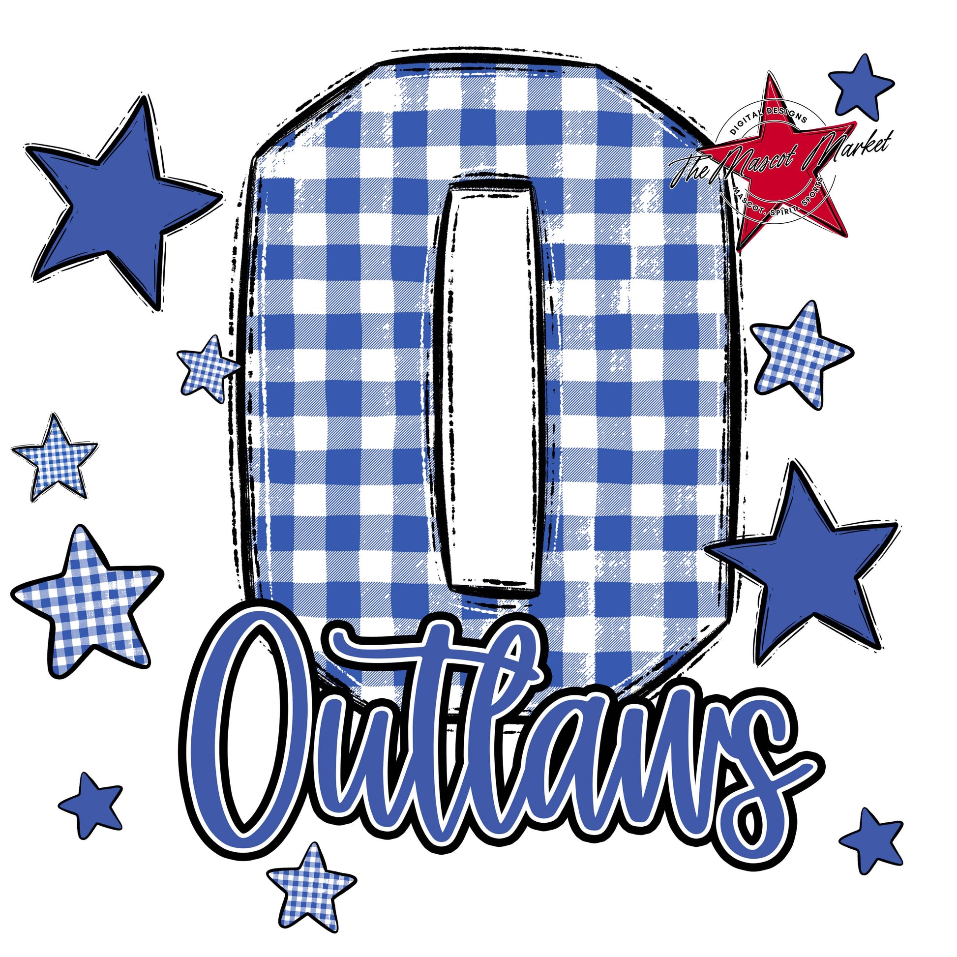 Outlaws Plaid Star Design-Off Blue