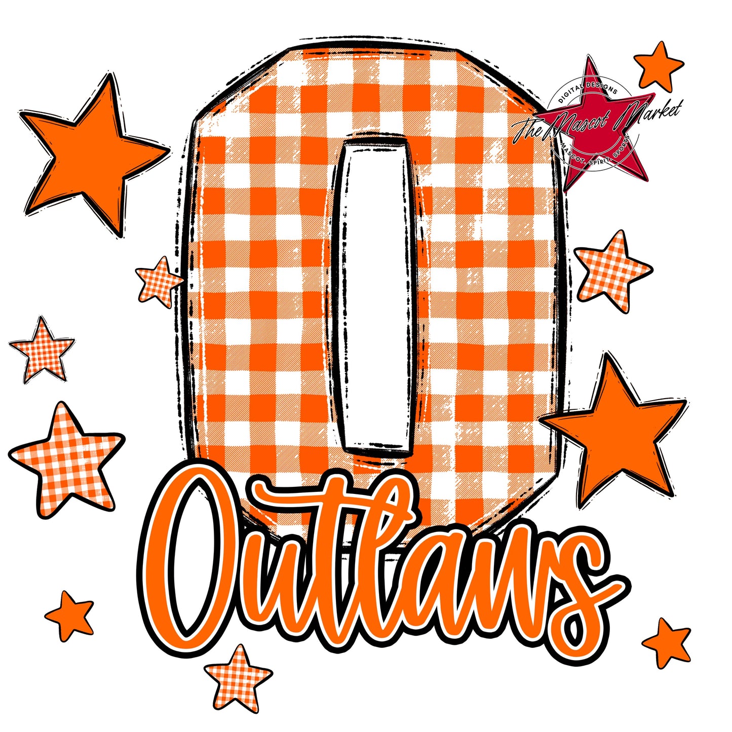 Outlaws Plaid Star Design-Orange