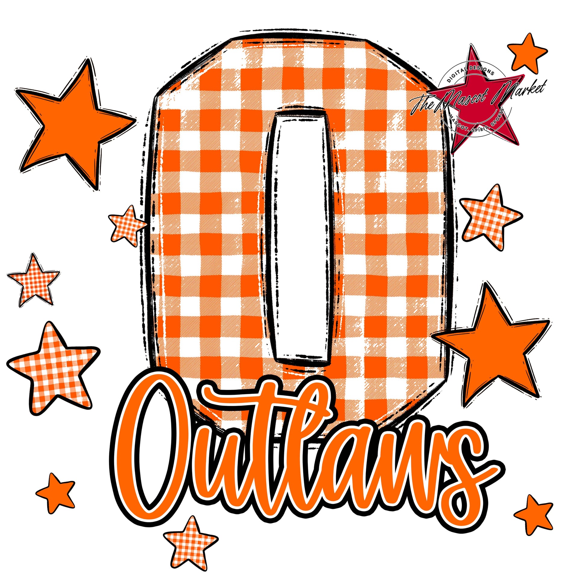 Outlaws Plaid Star Design-Orange