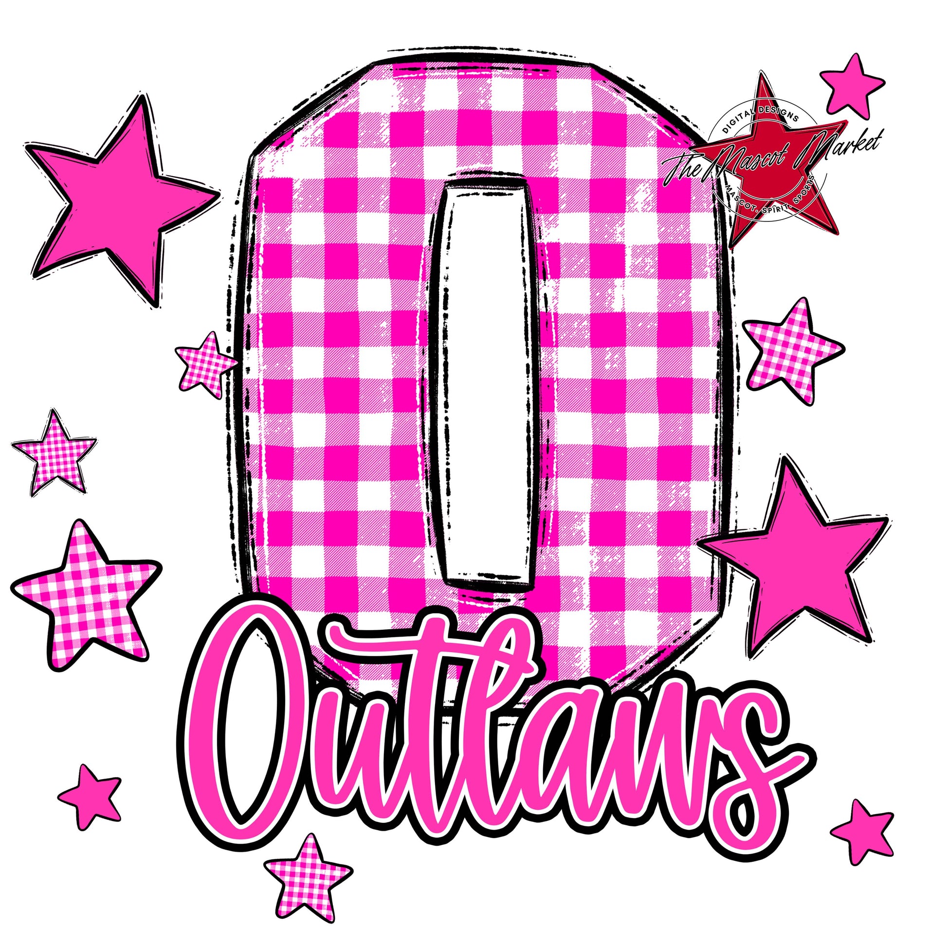Outlaws Plaid Star Design-Pink