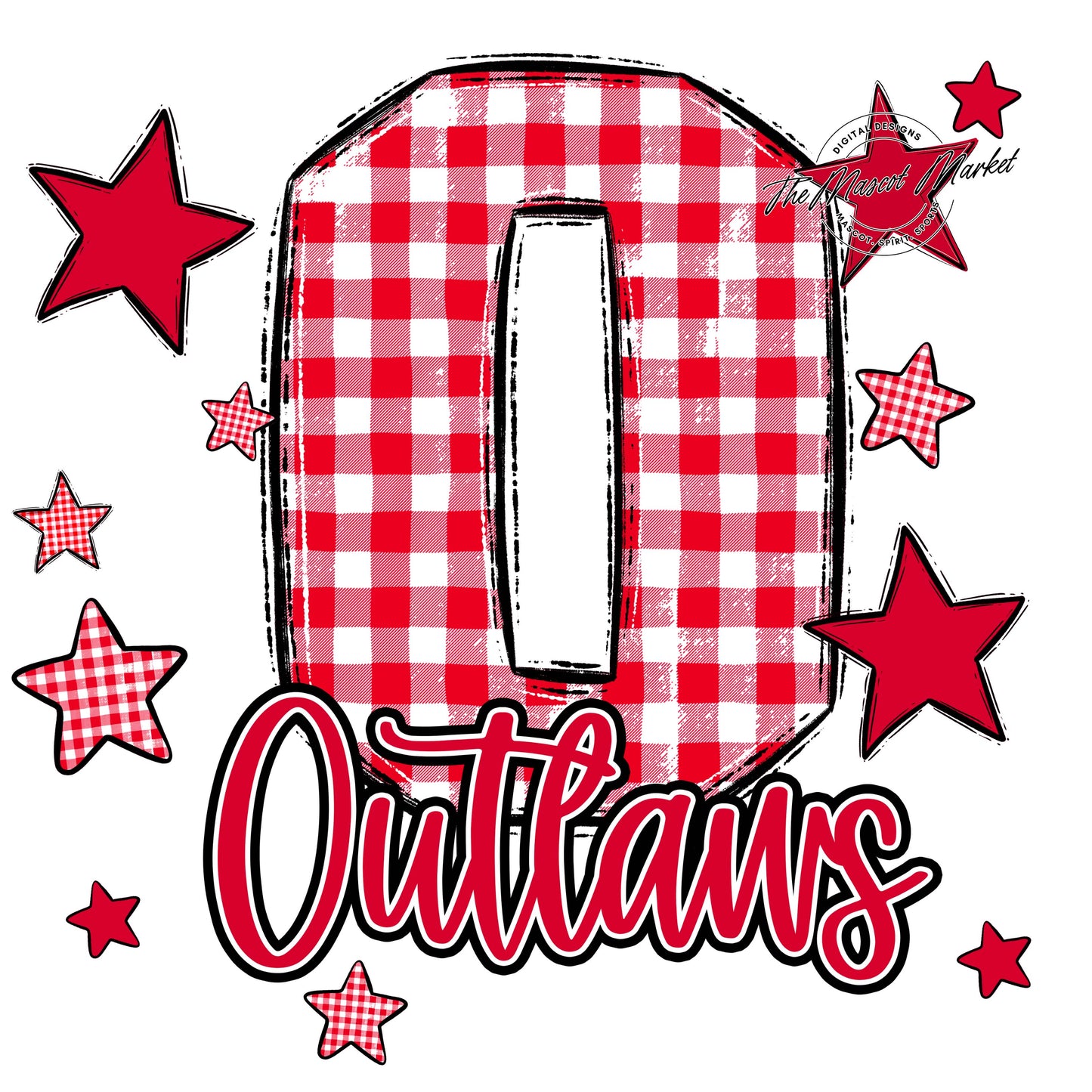 Outlaws Plaid Star Design-Red