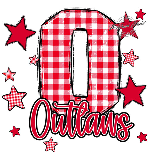 Outlaws Plaid Star Design-Red