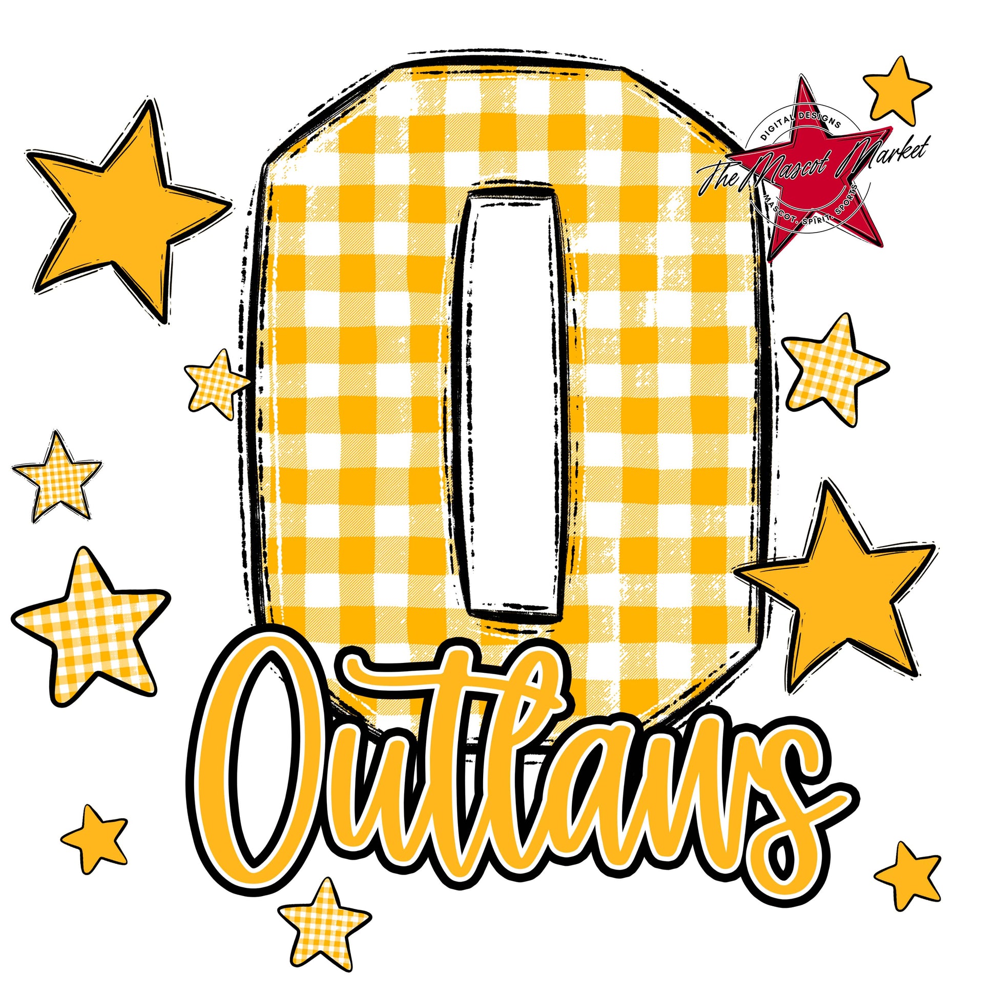 Outlaws Plaid Star Design-Yellow