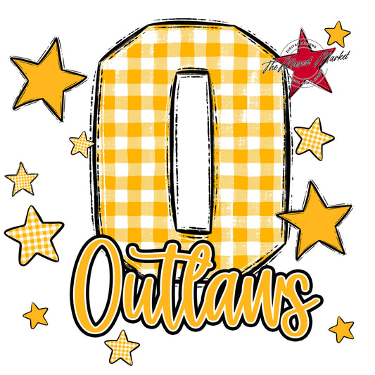 Outlaws Plaid Star Design-Yellow