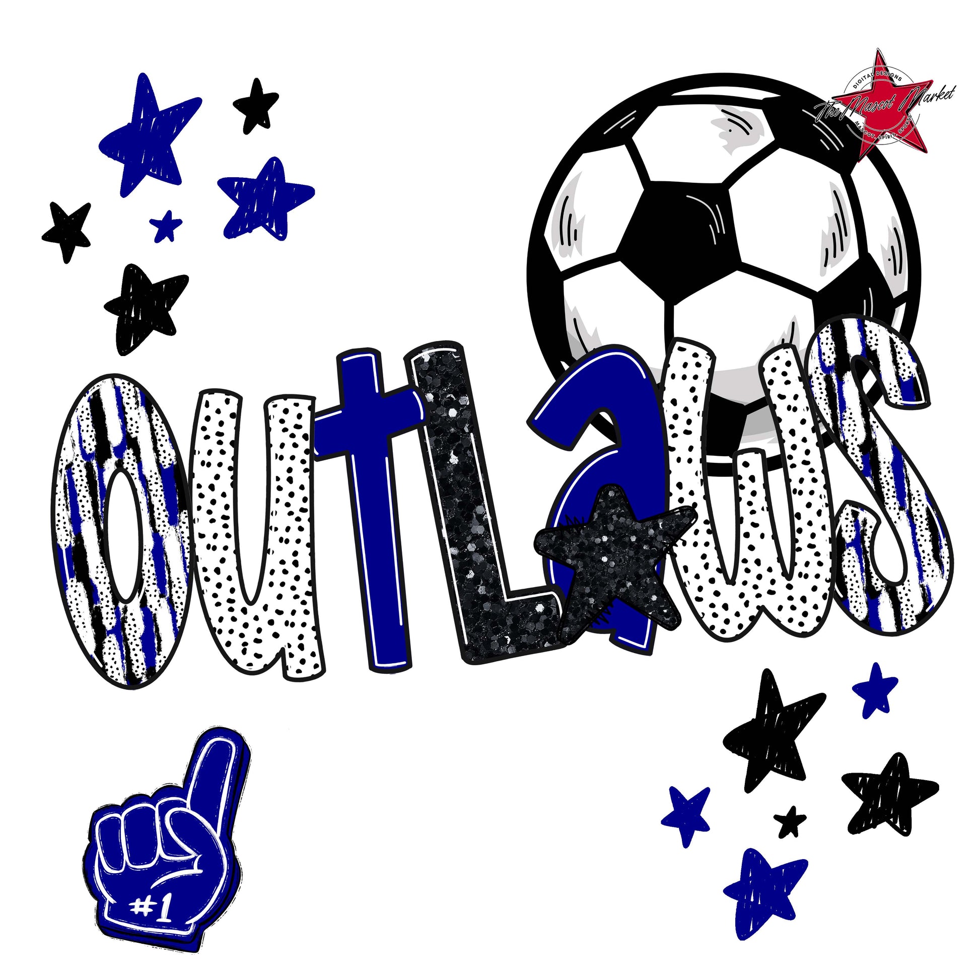 Outlaws Soccer Scrape-Blue