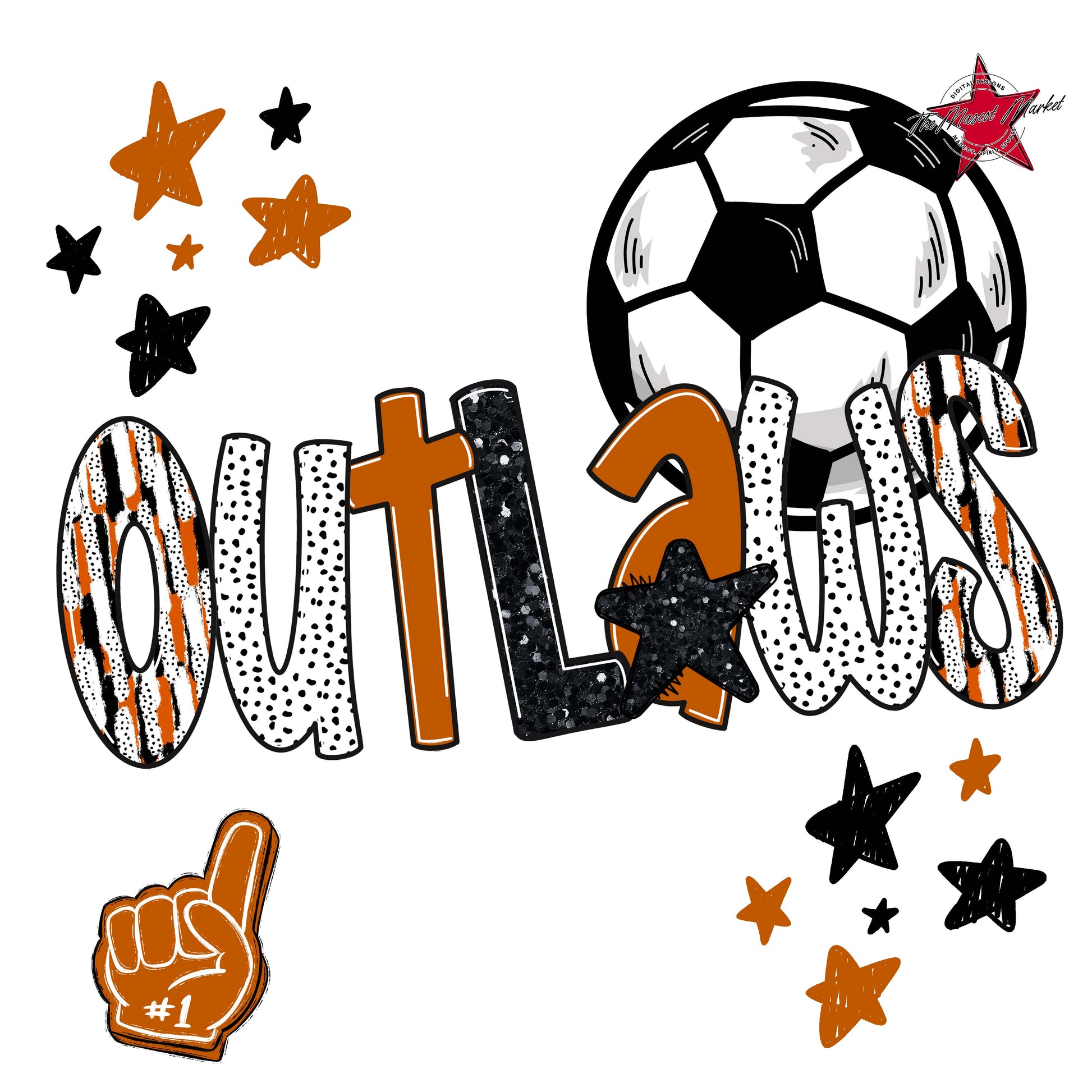 Outlaws Soccer Scrape-Burnt Orange
