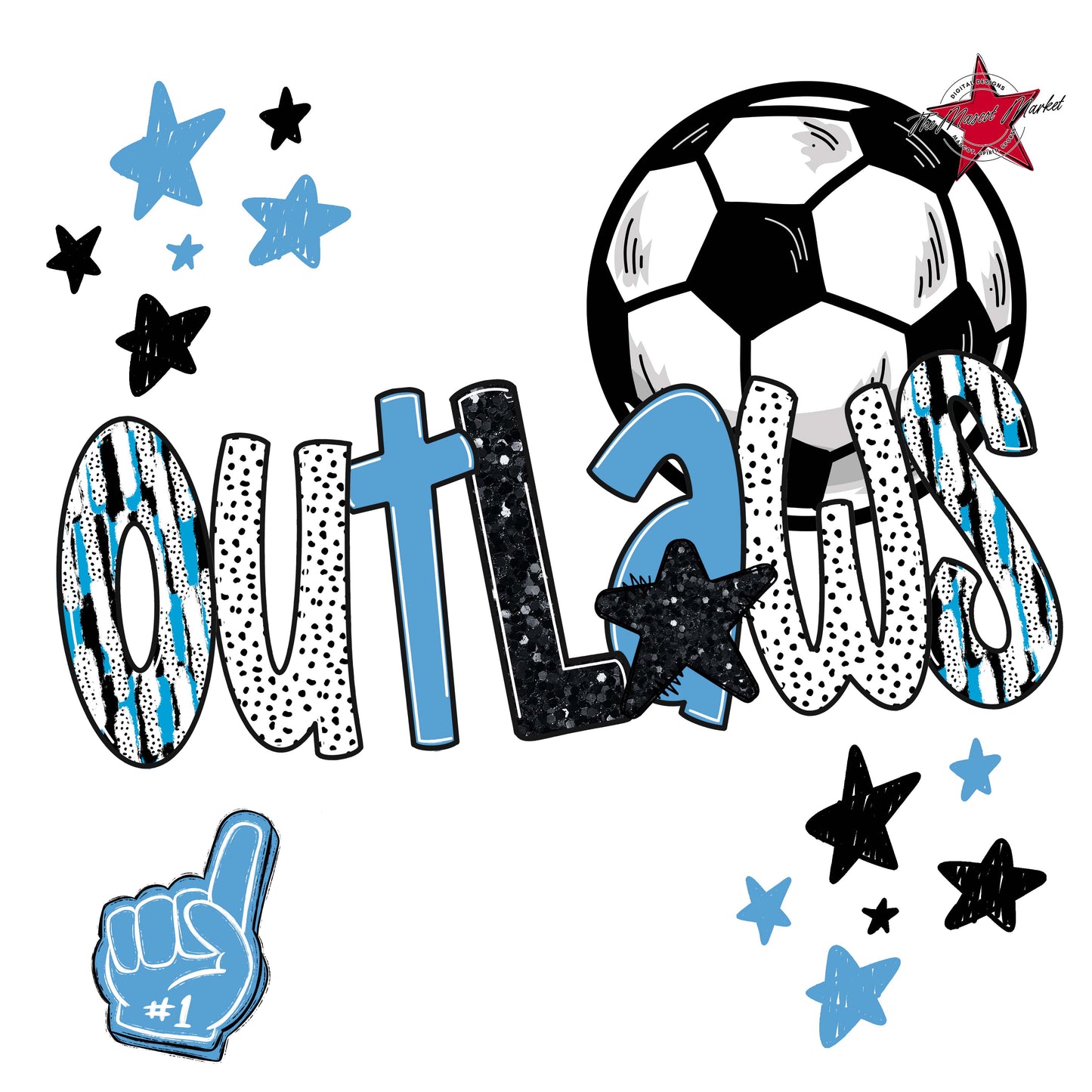 Outlaws Soccer Scrape-Carolina Blue
