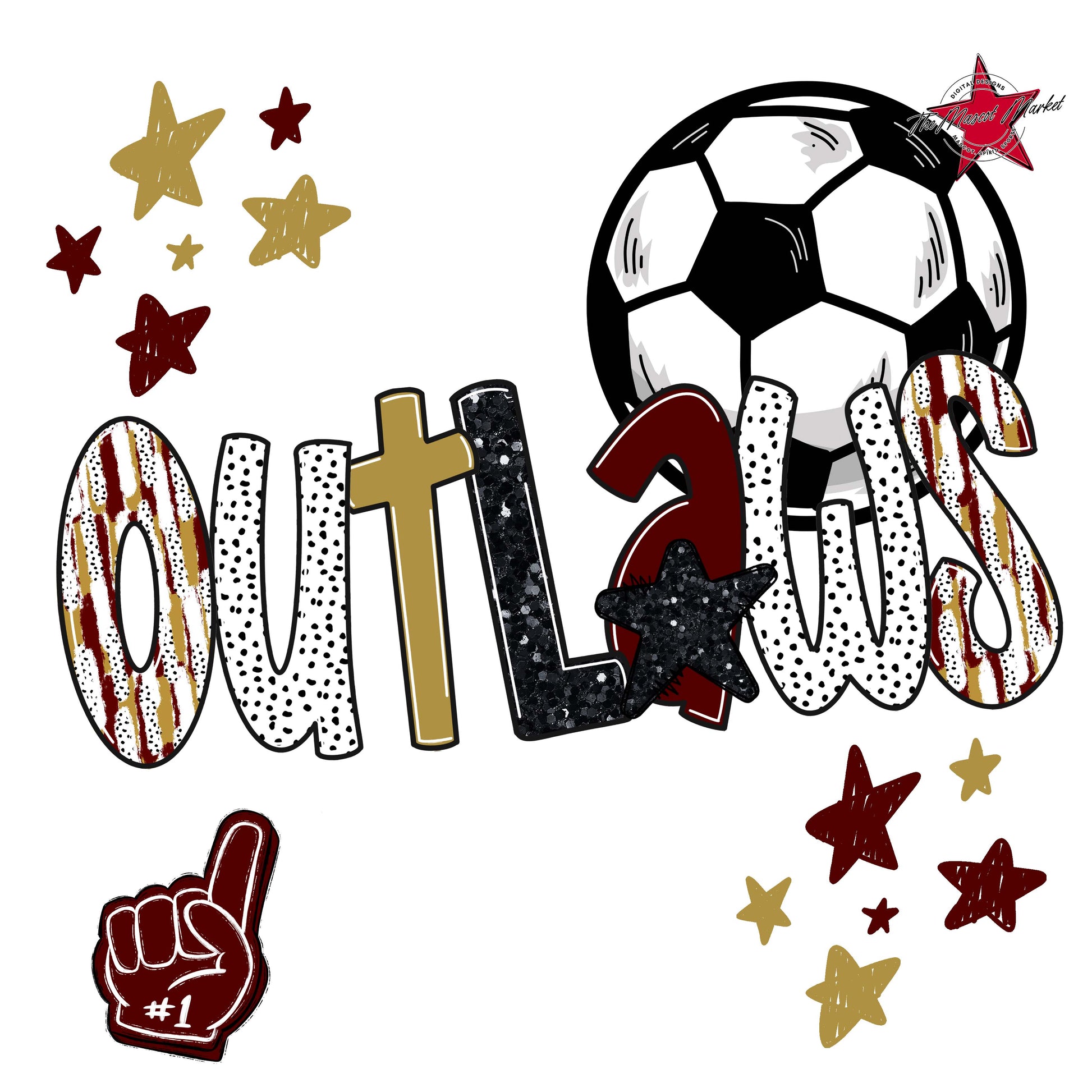 Outlaws Soccer Scrape-Maroon & Gold