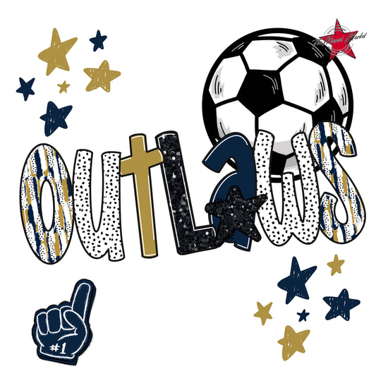 Outlaws Soccer Scrape-Navy & Gold